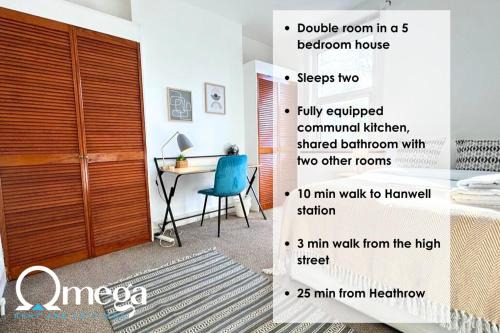 Hanwell Apartamento | Double Room with a shared Kitchen and bathroom in a 5-Bedroom House at Hanwell