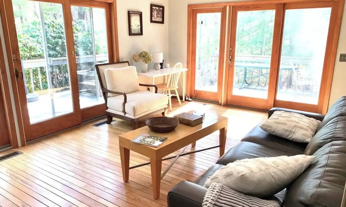New Seabury Casa | Dreamy house in the woods. Walk to the beach. Private backyard and huge deck.