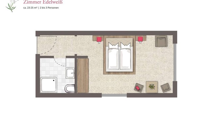 Huettschlag Hotel | Dreibettzimmer "edelweiss" ab 6 ÜN Sommer - Hotel Almrösl
