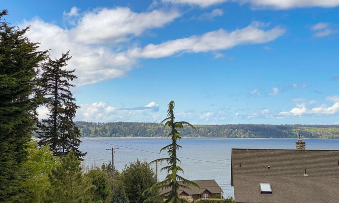 Camano Island Casa | Driftwood Hideaway | Gourmet Kitchen, Large Deck with Sound Views, EV Charger