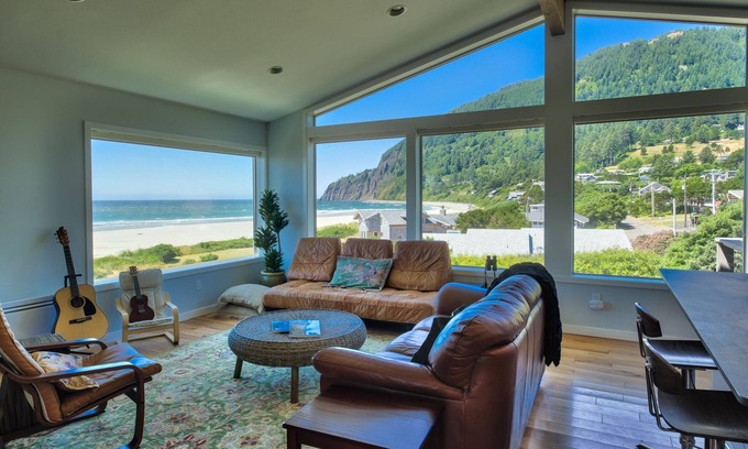 Neahkahnie Beach Casa | Sauna, jacuzzi, escalones hacia el océano, vista espectacular Manzanita Beach y Neahkahnie Mt