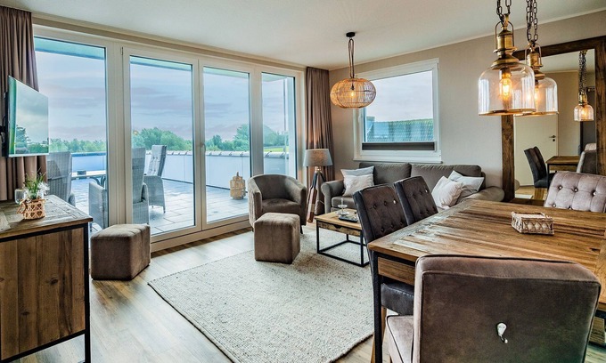 Krautsand Apartamento | Elbe view apartment D4 R2 - Roof terrace with Elbe view - Vacation on Krautsand