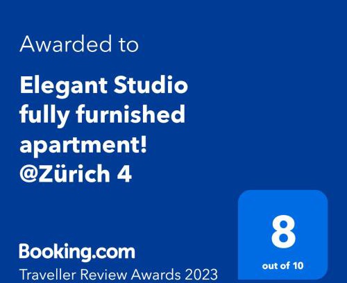 Alt-Wiedikon Apartamento | Elegant Studio fully furnished apartment! @Zürich 4