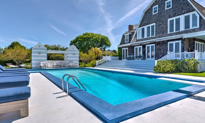 Water Mill Casa | Elegant Watefront home with Oversized Gunite Heated Pool, Tennis, Living...