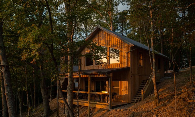 Bristol Cabina | Enjoy Mtn/River Views from Osprey Cabin, porch fireplace, 500ft river frontage