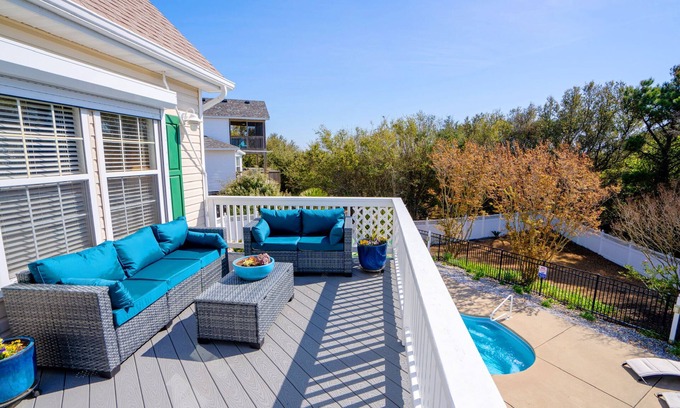 Sea Scape Casa | Entire home in Kitty Hawk, NC. Pool, hot tub, & spacious backyard!