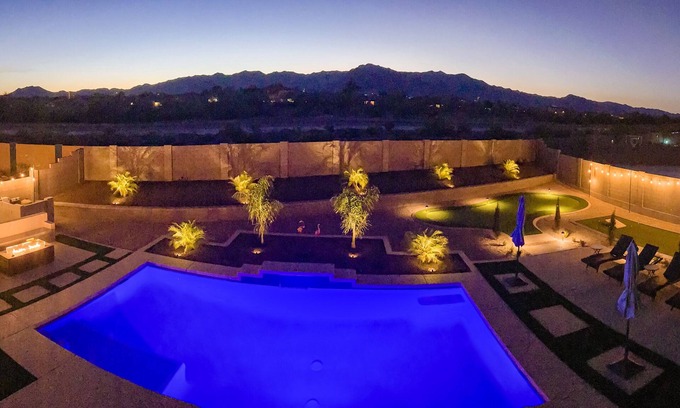Maricopa County Casa | Exquisite Resort Style Home W/Private Heated Pool +Backyard+ Mountain Views