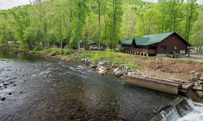 Elkins Cabina | Riverside Retreat:PetFriendlyCabin with HotTub,Pellet Stove RiverViews Sleeps 10