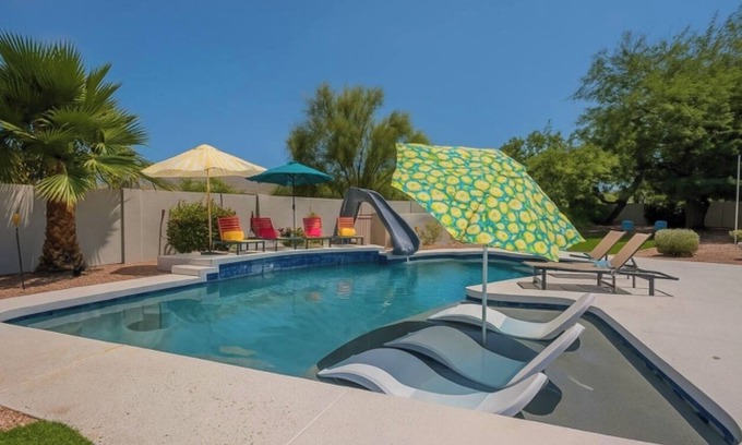 Central Scottsdale Casa | Stunning 5 Bed Luxury Oasis, Heated Salt Pool/Hot Tub, Large Yard For Games