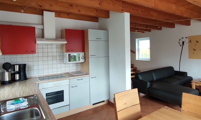 Haundorf Apartamento | Casa de vacaciones para hasta 5 personas con baño separado y terraza.