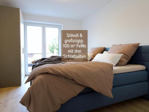 Hockelheim Apartamento | FeWo Blaue Lagune Northeim- neu, modern, geräumig - 100 qm - 3 Schlafzimmer- bis 6 Gäste, Kleinkinder reisen gratis - mit Garten, Grill & Terrasse - Fußbodenheizung - Smart-TV - Küche mit Backofen Spühlmaschine, Toaster - Fahrradkeller - nahe Göttingen