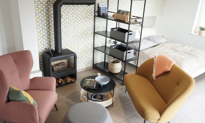Schoenfeld-Weissig Apartamento | FeWo Emma - Vacaciones en Pillnitz con chimenea y vista