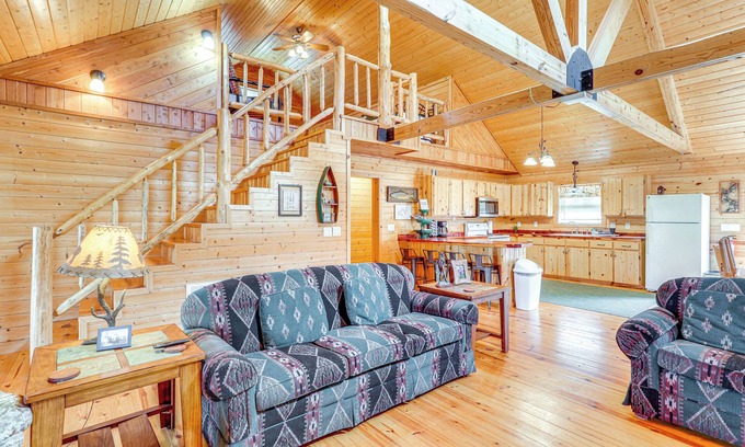 Boswell Cabina | Fire Pit, Screened Deck: Riverfront Ozarks Cabin!