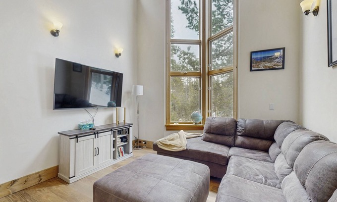 Serene Lakes Casa | Forest-view home with deck, grill, 2 living areas, fireplace, washer/dryer