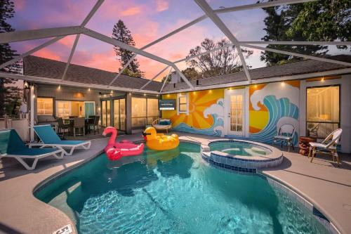Whitney Beach Casa | Funky Flamingo 3Kings Beach Gear Hot Tub & Pool