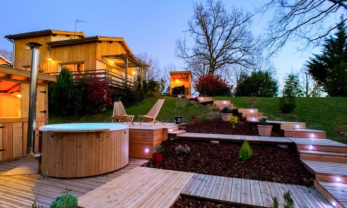 Montdurausse Cabaña | Hermosa casa de campo tranquila en el bosque con spa