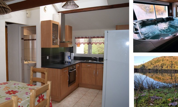 Dommartin-les-Remiremont Cabaña | Gîte dans chalet ELENA-Vista a la Montana-Gîte-Familiar-Baño con ducha