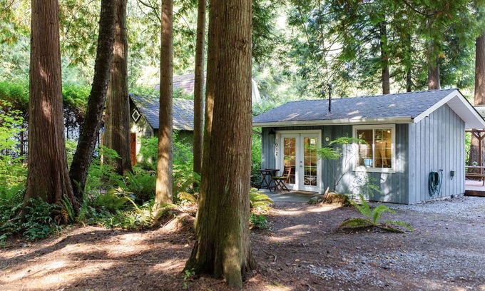 Point Roberts Cabina | Getaway Cabin in the Woods with Large Outdoor Deck