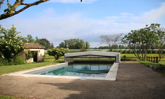 Lamonzie-Saint-Martin Casa | Casa de campo en Périgord para 4 personas con piscina y parque privado