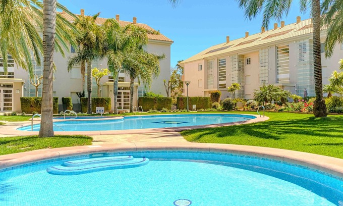 Platja de l'Arenal Apartamento | Golden Gardens Duplex Apartment Javea Arenal , 3 Terrazas, AC, Piscina, a solo 600m de la Playa!