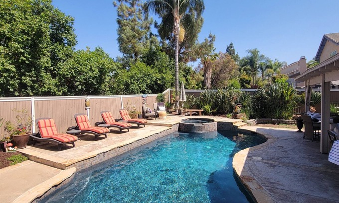 Corona Casa | Great backyard with built in BBQ and private pool and spa.