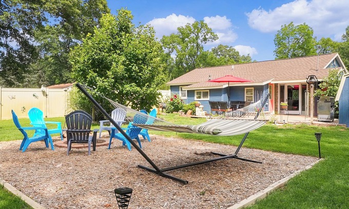Shelbyville Cabaña | Gun Lake Gem: Backyard Oasis, Firepit, Dogs OK