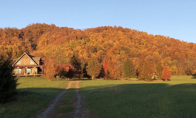 Nelson Cabina | Hand hewn log cabin with beautiful views of the Blue Ridge Mountains