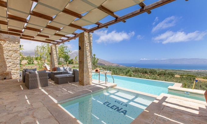 Karefiliana Villa | Piscina climatizada + hidromasaje ★ Vista al mar ★ Cerca de Falasarna