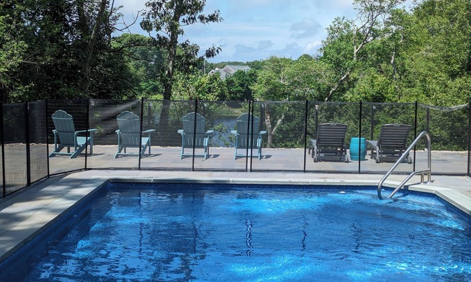 Hyannis Port Cabaña | Heated saltwater pool! Walk to beach! Lakefront!