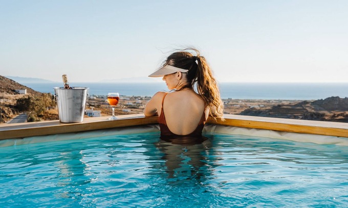 Naxos Apartamento | Heliopetra Seaview Suite with small Private Heated Pool at Kastraki Naxos island