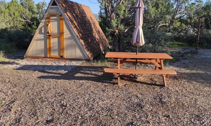 Seligman Cabina | Hidden A-frame cabin in nature on 40 acre private land.