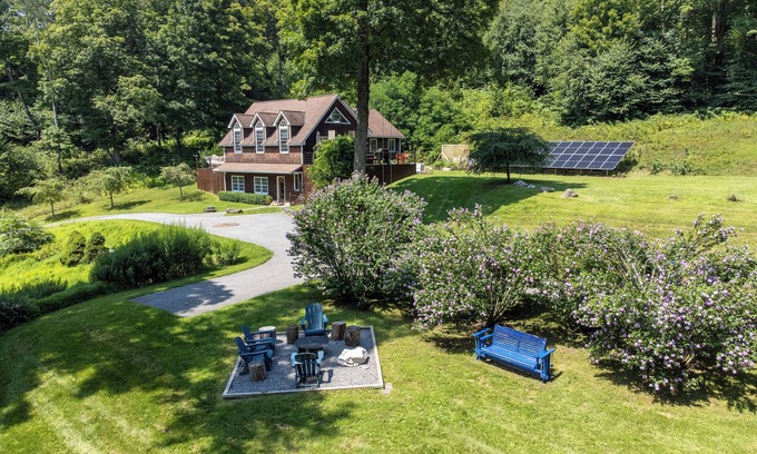 Pine Plains Casa | Hilltop Home on 10 acres w/ hot tub, fire-pit + solar