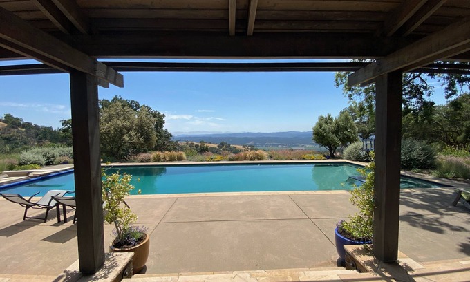 Geyserville Casa | Hilltop views, 30 private acres, expansive swimming pool