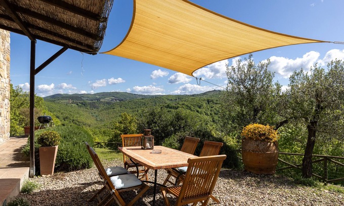 Sambuca Casa | Casa de vacaciones 'Casa Poggio A Badia Chianti View' con terraza privada, jardín privado y Wi-Fi
