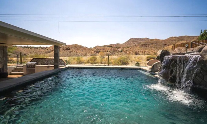 Cathedral City Cove Casa | Huge Home: Pool, Grotto, Water Slide, Swim Up Bar, Hot Tub, Fire Pit, Game Room