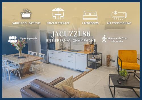 Epernay Apartamento | Jacuzzi Terrasse 86 - Terrasse & Climatisation - 4 personnes - BnB Epernay