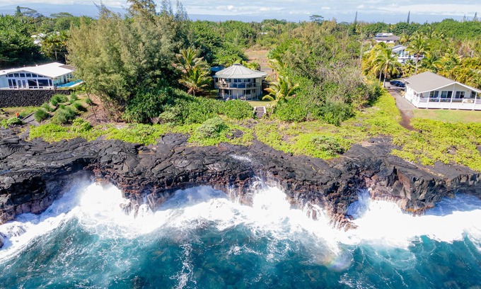 Keaau Casa | Kahikole: Oceanfront home with stunning, rugged ocean cliff views