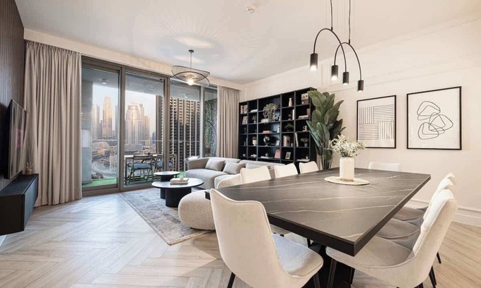 Trade Centre 1 Apartamento | Spacious 4-Bedroom Apartment with Full Fountain and Burj Khalifa Views - 10 min