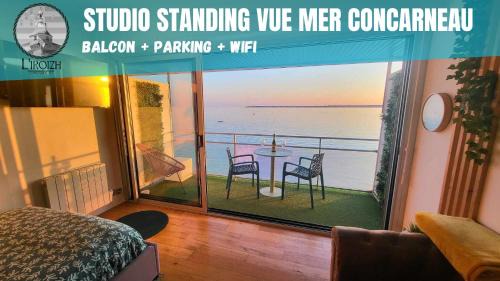 Concarneau Apartamento | - L'IROIZH - CONCARNEAU - VUE MER PANORAMIQUE - STUDIO STANDING PLAGE DES SABLES BLANCS - PARKING - DRAPS & SERVIETTES INCLUS - NEAR THALASSOTHERAPY - Wifi -