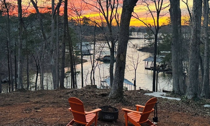 Anderson Casa | Lake Hartwell Waterfront w/Dock, Waterfall, Gameroom, Firepit, Pets, Fenced Yard