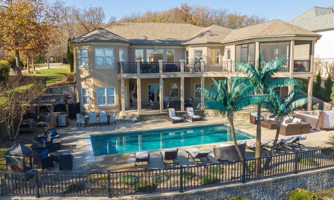 Osage Beach Casa | Lake of the Ozarks Home with Private Heated Pool and Hot Tub! Main Channel view!