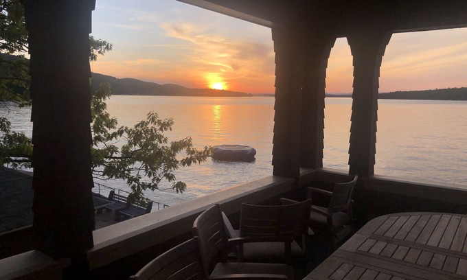West Alton Casa | Lake Winnipesauke compound sleeps 22 in13 bedrooms stunning sunset views