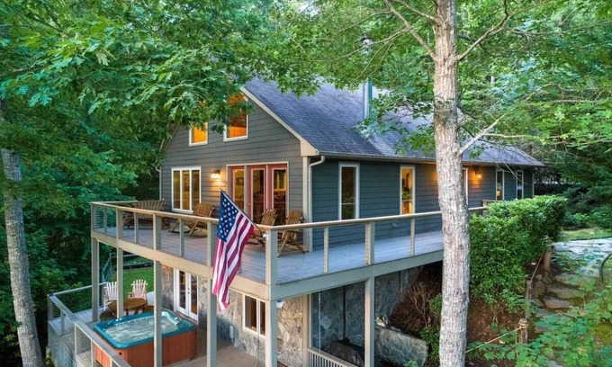 Tuckasegee Casa | Lakefront 5BR w/ Private Dock, Hot Tub, Game Room, EV Charger – Near WCU & Sylva