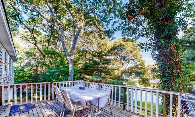 Cataumet Casa | Lakefront home with deck, grill, firepit & washer/dryer