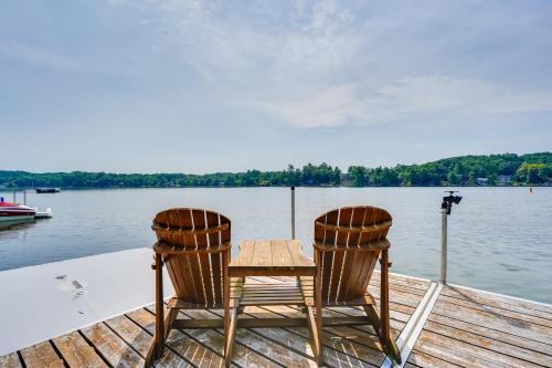 Lake George Casa | Lakefront Queensbury Home Kayaks and Boat Dock