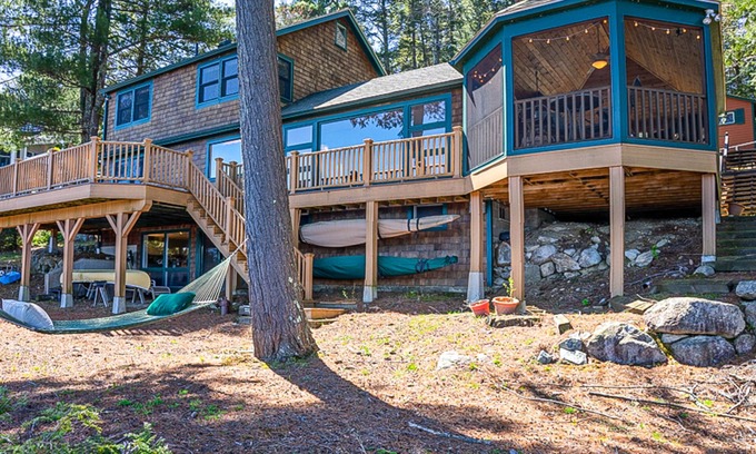 Alton Bay Casa | Lakeside cottage with Lake Winnipesaukee views & private boat dock, dog-friendly
