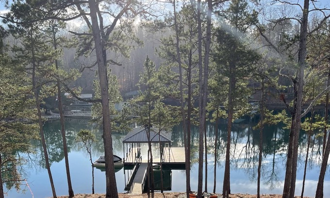 Saxony Forest Casa | Large 5BR home on quiet cove. Pets welcome. Private dock. 3 fireplaces, firepit.