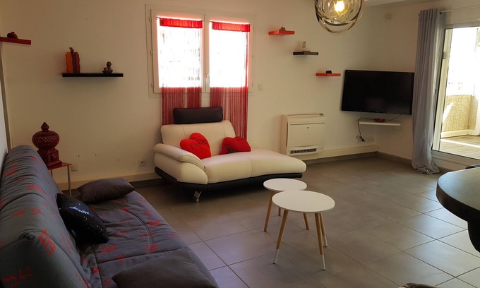 Mediterranee Apartamento | Gran T3 con aire acondicionado a 200 m de la playa principal, garaje seguro