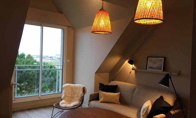 Saint-Guenole Apartamento | Apartamento-Habitación con desagüe-Vista al Mar