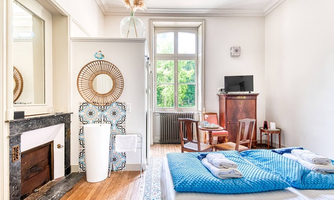 Bouchemaine Cama Y Desayuno | Lavishly decorated double room at Château Le Fresne